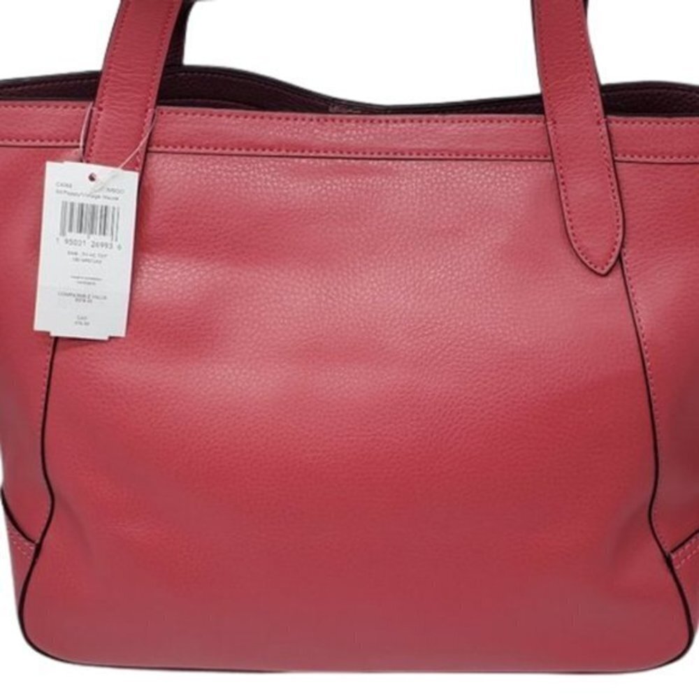 COACH Leather Tote 27 Leather Poppy Red Embossed Horse and Carriage NWT - Picture 10 of 16
